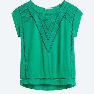 Skies Are Blue Reginald Crochet Detail Top XL Green